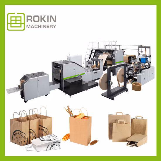 Rokin Brand Norma CE Bolsas De Embalaje De Ropa Completamente Automatico Maquina PARA Hacer Bolsas De Papel PARA Alimentos