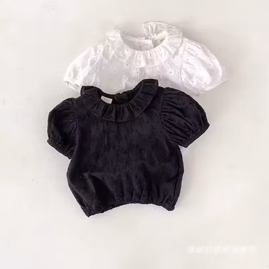 Camiseta de algodón de manga corta de alta calidad para niñas, ropa infantil para el verano. 25
