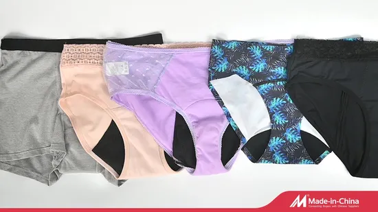 Ropa Interior Menstrual a Prueba De Fugas PARA Mujer Bragas De 4 Capas Con Encaje Fisiologico Absorbente Impermeable Venta Period Panties 
